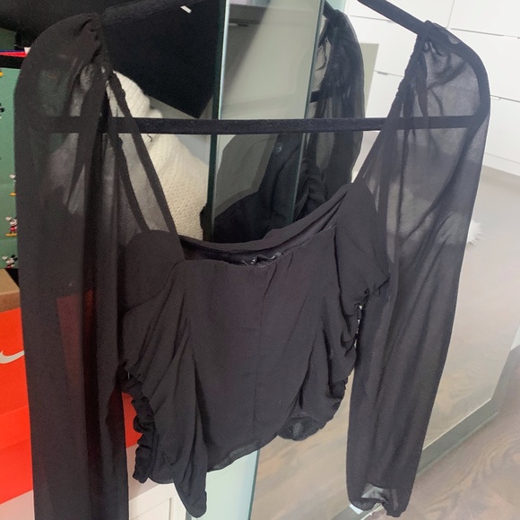 Dynamite Black Long Sleeve Blouse - Picture 2 of 4